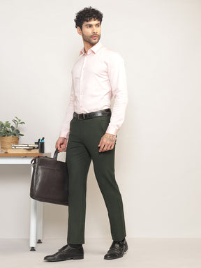 Flex Waist 4-Way Stretch Formal Trousers in Olive- Slim Fit