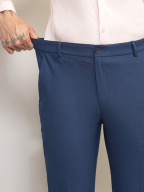 Flex Waist 4-Way Stretch Formal Trousers in Royal Blue- Slim Fit