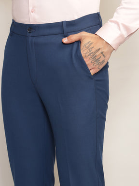 Flex Waist 4-Way Stretch Formal Trousers in Royal Blue- Slim Fit