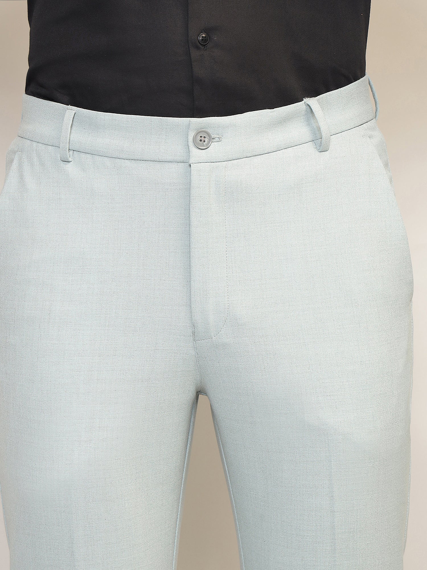 Flex Waist 4-Way Stretch Formal Trousers in Sage Blue- Slim Fit