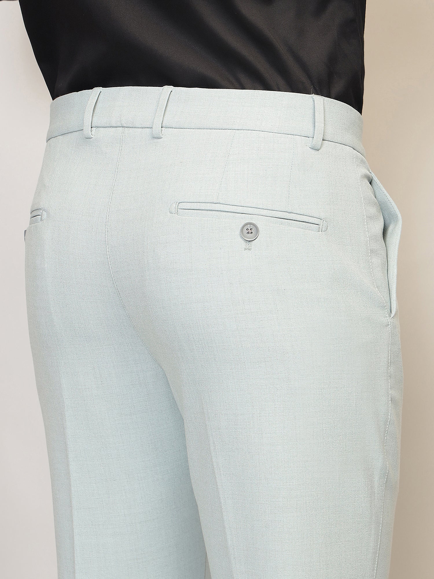 Flex Waist 4-Way Stretch Formal Trousers in Sage Blue- Slim Fit