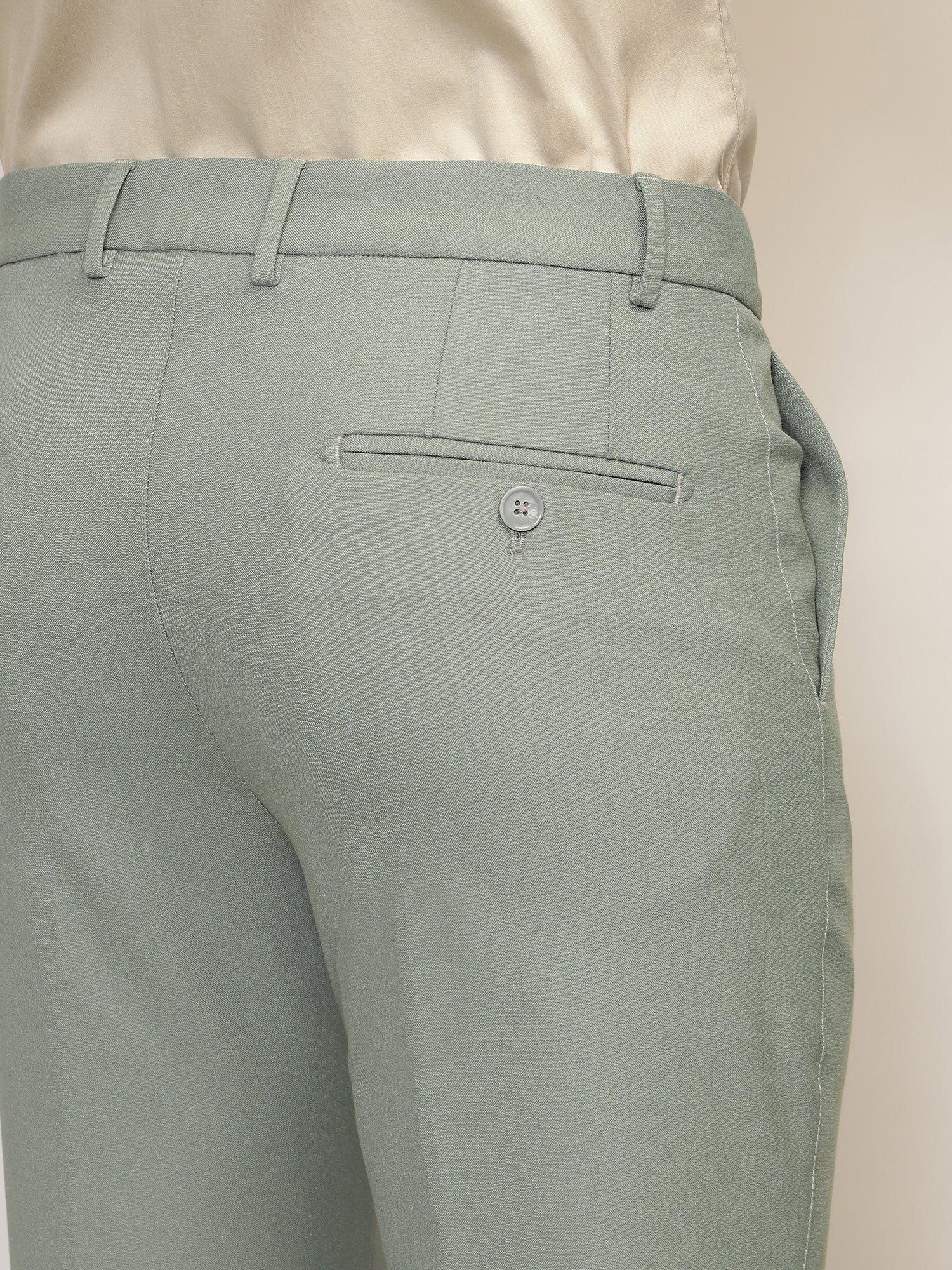 Flex Waist 4-Way Stretch Formal Trousers in Sage Green- Slim Fit
