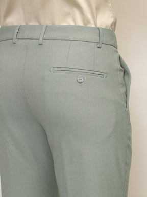 Flex Waist 4-Way Stretch Formal Trousers in Sage Green- Slim Fit