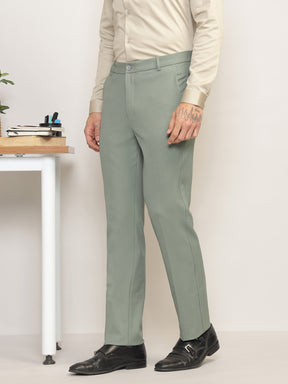Flex Waist 4-Way Stretch Formal Trousers in Sage Green- Slim Fit