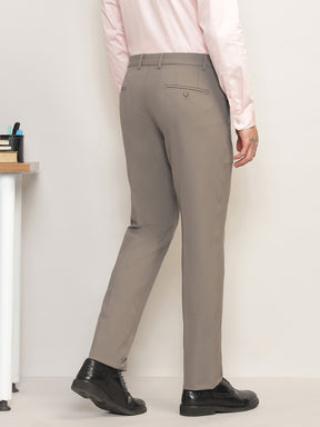 Flex Waist 4-Way Stretch Formal Trousers in Stone Grey- Slim Fit