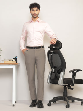 Flex Waist 4-Way Stretch Formal Trousers in Stone Grey- Slim Fit