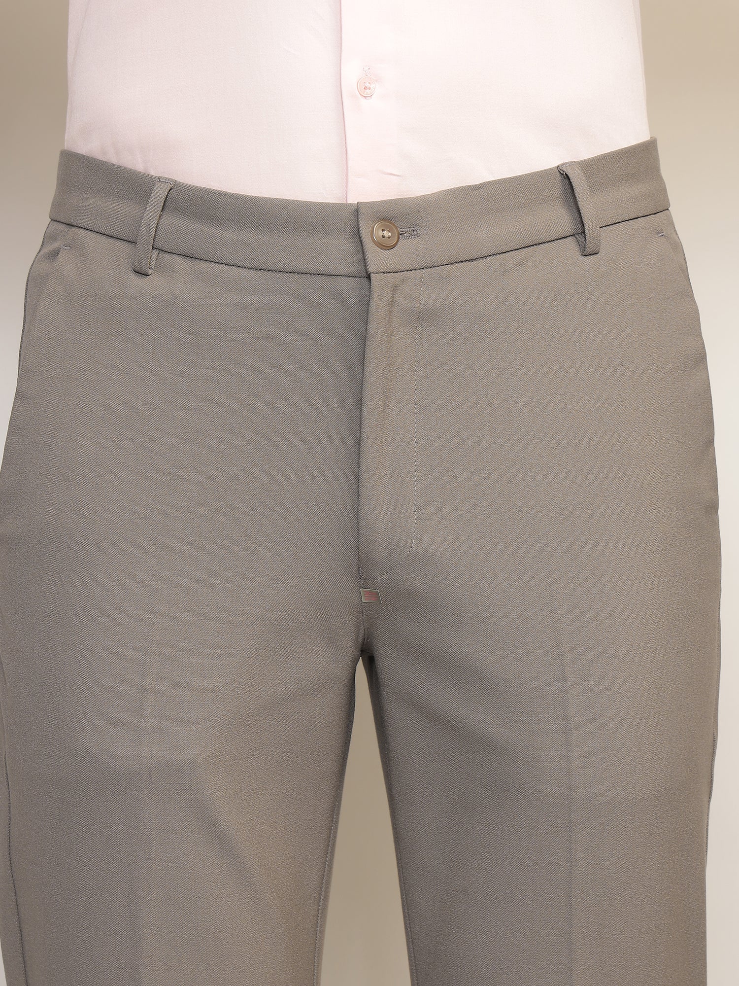 Flex Waist 4-Way Stretch Formal Trousers in Stone Grey- Slim Fit