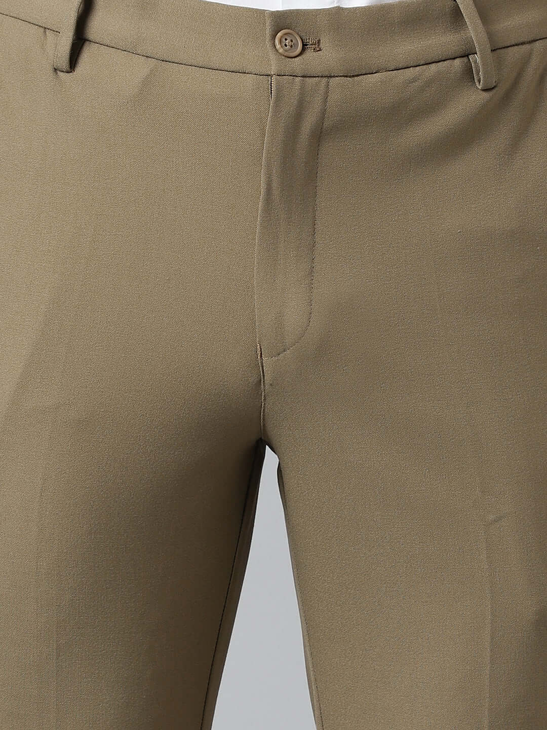 Flex Waist 4-Way Stretch Formal Trousers in Tan Khaki- Slim Fit