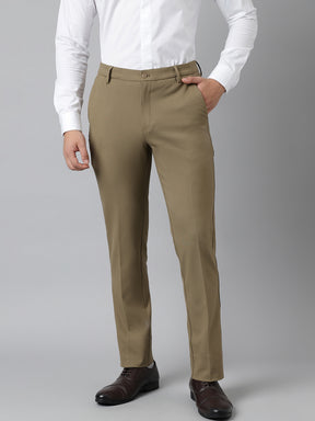 4-Way Stretch Formal Trousers in Tan Khaki- Slim Fit