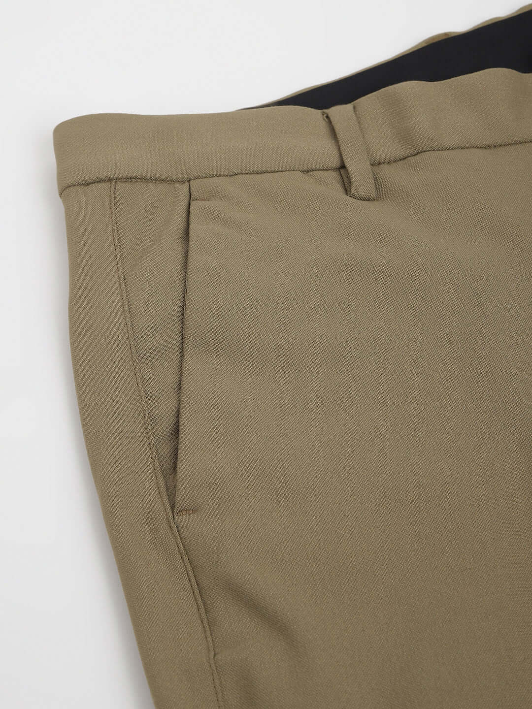 Flex Waist 4-Way Stretch Formal Trousers in Tan Khaki- Slim Fit