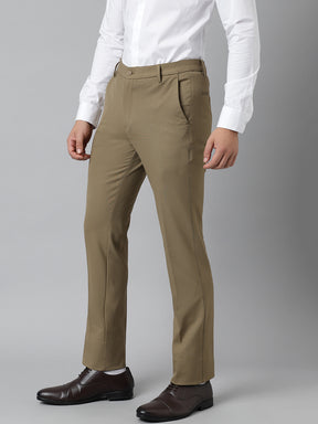 4-Way Stretch Formal Trousers in Tan Khaki- Slim Fit