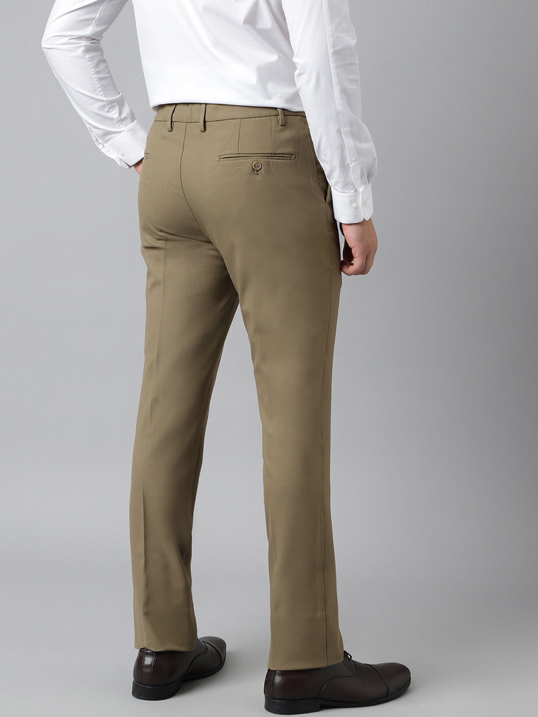 4-Way Stretch Formal Trousers in Tan Khaki- Slim Fit