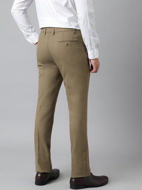 4-Way Stretch Formal Trousers in Tan Khaki- Slim Fit