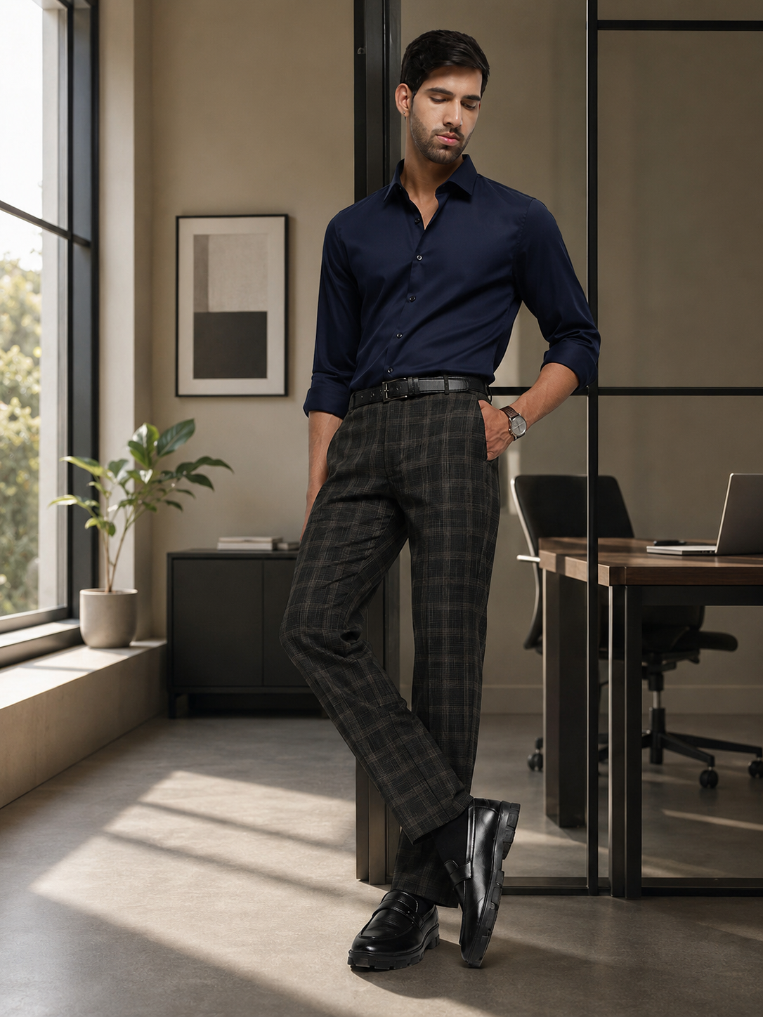 MoveLite™ Checked Trousers in Midnight Pine