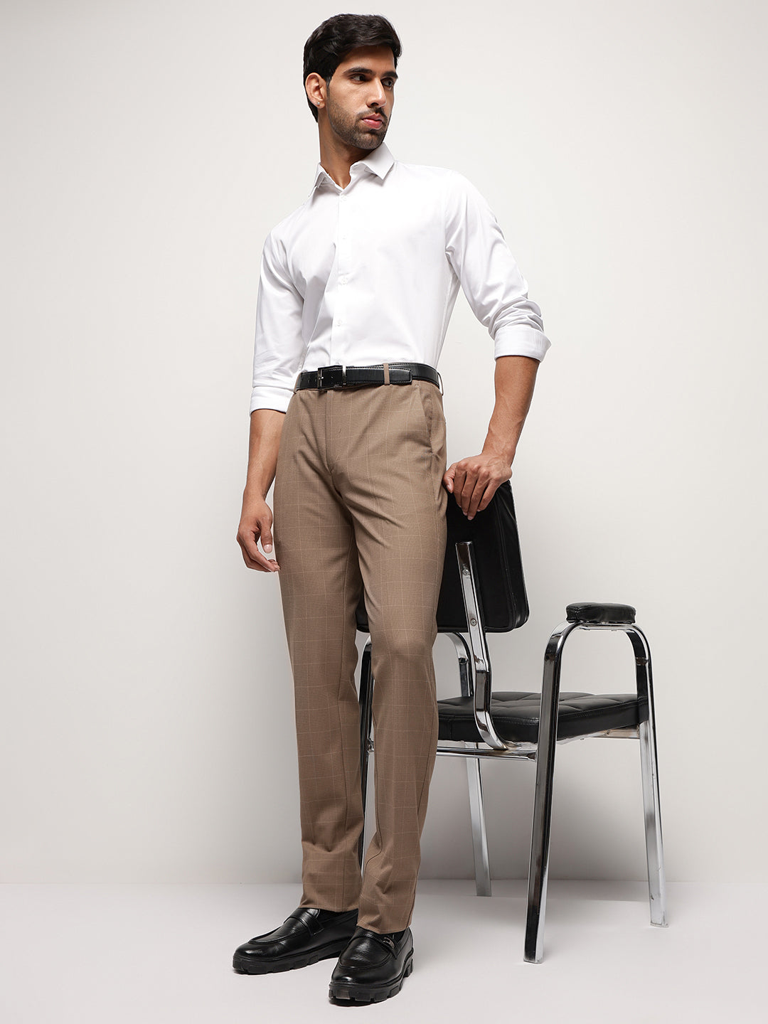 MoveLite™ Checked Trousers in Brown