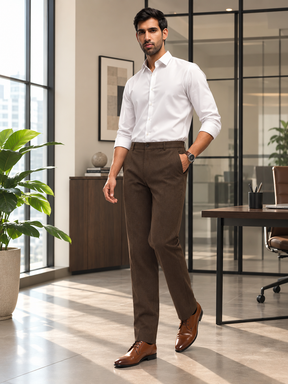 MoveLite™ Striped Trousers in Dark Brown