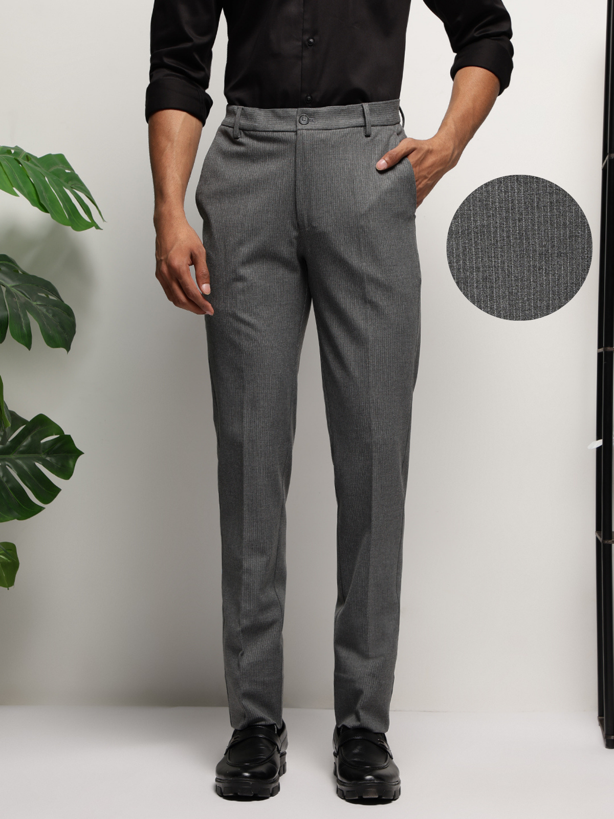MoveLite™ Striped Trousers in Slate Grey