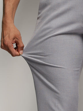 Flex Waist 4-Way Stretch Striped Formal Trousers in Light Blue - Slim Fit
