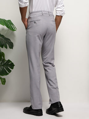 Flex Waist 4-Way Stretch Striped Formal Trousers in Light Blue - Slim Fit