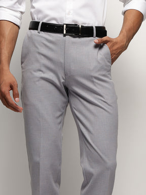 Flex Waist 4-Way Stretch Striped Formal Trousers in Light Blue - Slim Fit