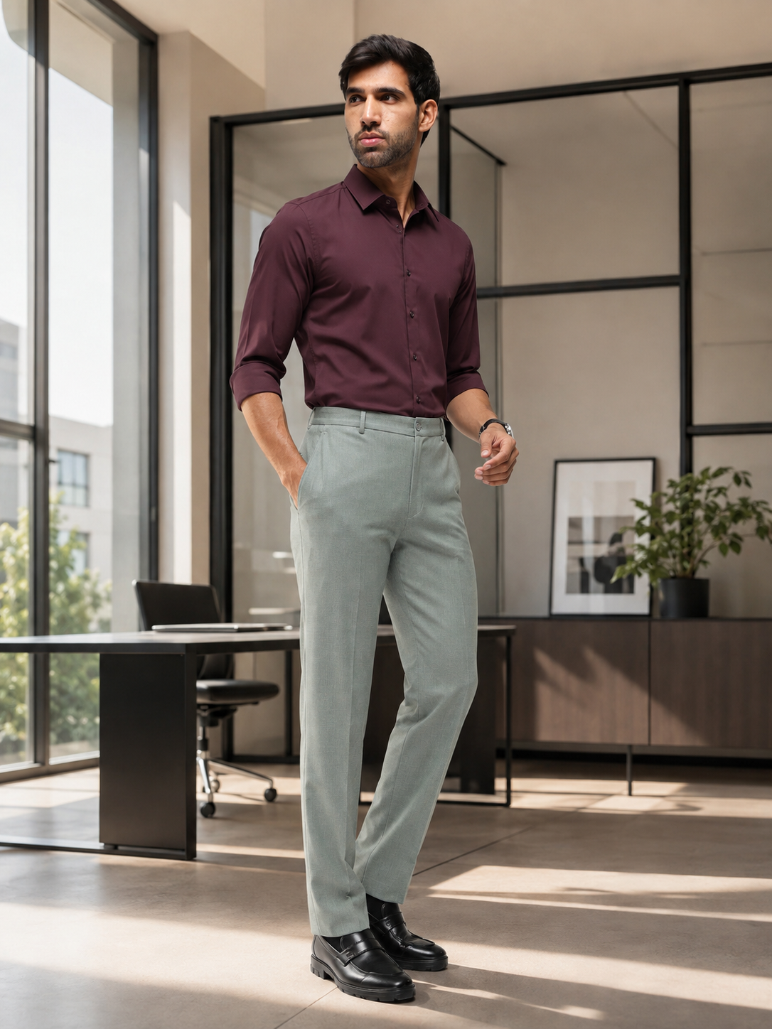 MoveLite™ Striped Trousers in Light Green