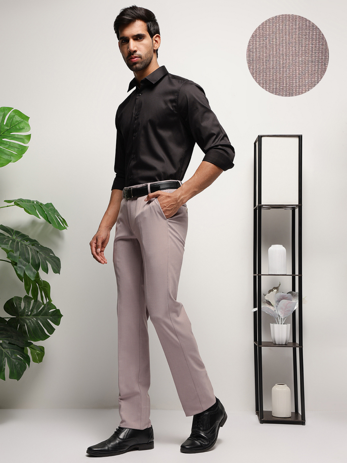 MoveLite™ Striped Trousers in Light Mauve
