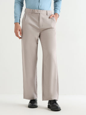 Japanese Poly-Lycra Pleated Wide Leg Trousers in Grey