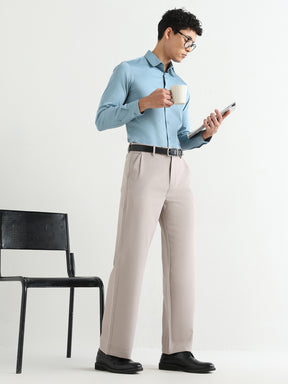 Japanese Poly-Lycra Pleated Wide Leg Trousers in Grey