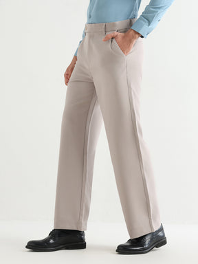 Japanese Poly-Lycra Pleated Wide Leg Trousers in Grey