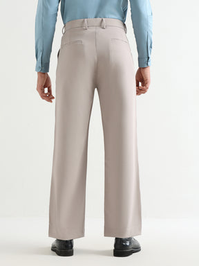 Japanese Poly-Lycra Pleated Wide Leg Trousers in Grey
