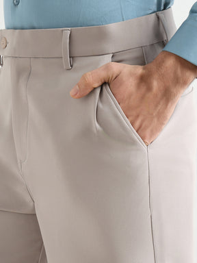 Japanese Poly-Lycra Pleated Wide Leg Trousers in Grey