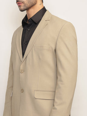 Men Beige Slim-Fit Single-Breasted 2-Piece Stretchable Formal Suit