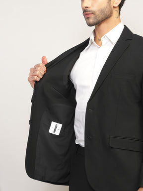 Men Black Slim-Fit Single-Breasted 2-Piece Stretchable Formal Suit