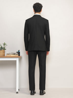 Men Black Slim-Fit Single-Breasted 2-Piece Stretchable Formal Suit
