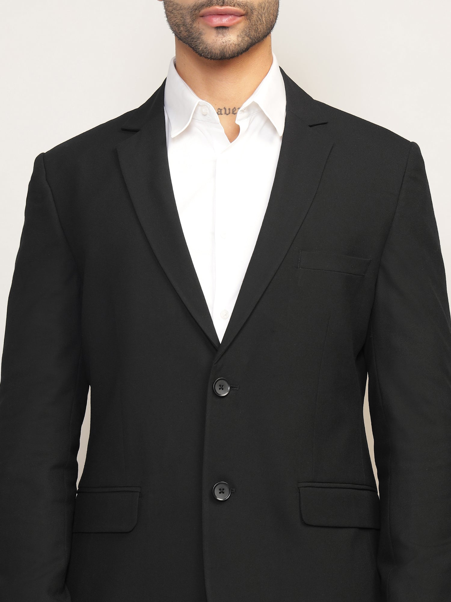Men Black Slim-Fit Single-Breasted 2-Piece Stretchable Formal Suit