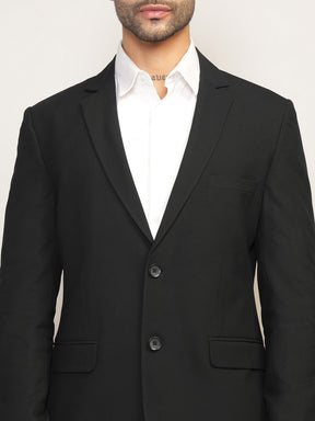 Men Black Slim-Fit Single-Breasted 2-Piece Stretchable Formal Suit