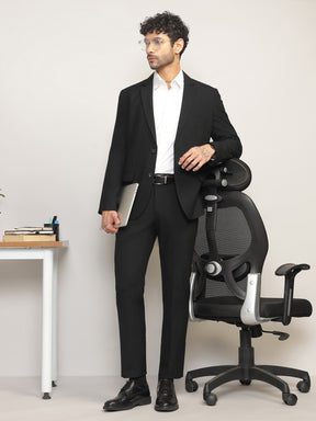 Men Black Slim-Fit Single-Breasted 2-Piece Stretchable Formal Suit