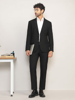Men Black Slim-Fit Single-Breasted 2-Piece Stretchable Formal Suit