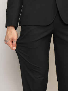 Men Black Slim-Fit Single-Breasted 2-Piece Stretchable Formal Suit