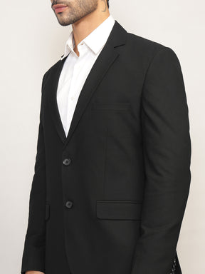 Men Black Slim-Fit Single-Breasted 2-Piece Stretchable Formal Suit