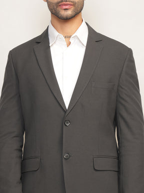 Men Charcoal Grey Slim-Fit Single-Breasted 2-Piece Stretchable Formal Suit