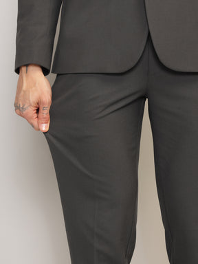 Men Charcoal Grey Slim-Fit Single-Breasted 2-Piece Stretchable Formal Suit