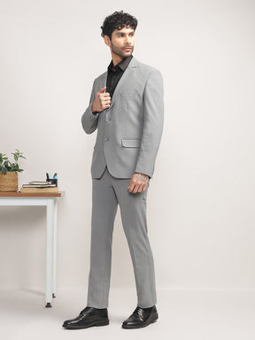 Men Light Grey Slim-Fit Single-Breasted 2-Piece Stretchable Formal Suit