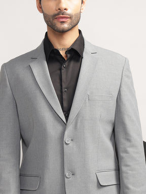 Men Light Grey Slim-Fit Single-Breasted 2-Piece Stretchable Formal Suit