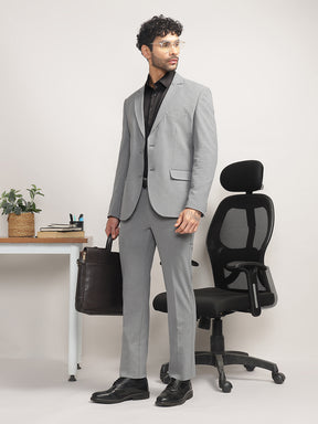 Men Light Grey Slim-Fit Single-Breasted 2-Piece Stretchable Formal Suit