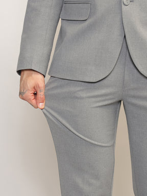 Men Light Grey Slim-Fit Single-Breasted 2-Piece Stretchable Formal Suit