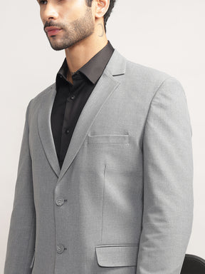 Men Light Grey Slim-Fit Single-Breasted 2-Piece Stretchable Formal Suit