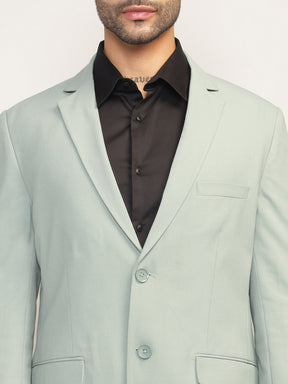 Men Mint Green Slim-Fit Single-Breasted 2-Piece Stretchable Formal Suit