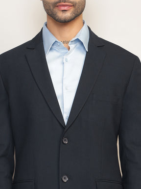Men Navy Blue Slim-Fit Single-Breasted 2-Piece Stretchable Formal Suit