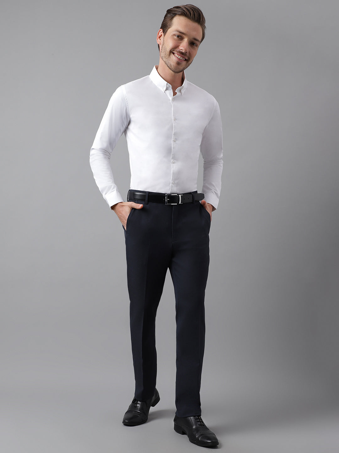 Formal 4 way Stretch Trousers in Mel Blue- Slim Fit